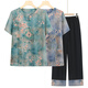 Jinggong elderly clothes grandma style 70-80 years old summer short-sleeved suit female mother shirt two pieces 6626 green (set) 2XL [recommended 100-115 Jin [Jin equals 0.5 kg]]