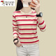 Specht 2024 neuer reines Baumwoll-Hals mit langem T-Shirt für Frauen im Frühjahr und Herbst lose lässige und vielseitige Basishemd Top 838# Long.Sleeved [hellblau] M Empfohlen 80-Jin [Jin gleich 0,5 kg]