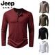 JEEP SPIRIT European and American commuter long-sleeved door tube collar T-shirt men's plus size plus size thin Henry collar T-shirt pullover bottoming shirt white S 110-140Jin Jin equals 0.5 kg