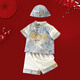 
GOKU one-year-old clothes for boys Chinese style catching weekly dress for infants and young children new Chinese style suit sky blue regular top + pants + hat 80 recommended weight 18-20 Jin [Jin equals 0.5 kg]
