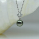 Fat Donglai purchased the same model as seawater pearl pendant mother-of-pearl necklace clavicle Tahiti black round 925 sterling silver emperor 8mm-9mm