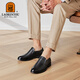 LAORENTOU leather shoes men's new top layer cowhide breathable non-slip one-leg middle-aged business casual leather shoes LA223 black 39