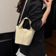 Korean new handbag food basket simple and versatile women's bag temperament and fashionable one-shoulder crossbody bucket bag rice white