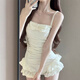 Bo Naling New Year Swimsuit Women's 2025 New Style Beautiful Girly One-piece Skirt Conservative Covering Belly, Slimming Small Breasts, Gathering Vacation Ruffled Swimsuit Off-White One Size Fits 80-120Jin Jin is equal to about 0.5 kg