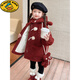G.DUCKKIDS Mädchen-Lammwolljacke Herbst und Winter 2024, neuer Baby-Stil, plus samtverdickter Kinderpelzmantel, Winter, Angorarot, inklusive Tasche, 110 cm