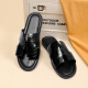 Walker Shop Slippers Men's 2025 Summer New Genuine Leather Outdoor No-Slip Flops informales y de moda para hombres al aire libre Negro 40 (tamaño de zapato de cuero)