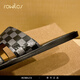 rowilcs品牌新款男士牛皮拖鞋夏季外穿软底大码休闲室外一字凉拖时尚舒适 黑色 38