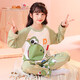 Ultraman Children's Pyjamas Girls Spring and Automne Cotton Pure Cotton Long Manneve Suit 2025 New Style Girl Fashionable Big Children Children Automne Home Clothes Wh Long Mancheve Cover-53 # Pink Kapibala 150 Taille 16 [Hauteur suggéré 135-145 cm]