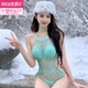 Modal europeo y americano insé sexy traje de baño caliente hilo tejido hilo de hueco de una pie