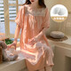 Charge de nuit à manches courtes avec poitrine nuage de coton de couleur solide pyjamas pour femmes en été sweet princess style et peut être porté à l'extérieur des vêtements de maison y671 # abricot m