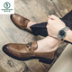 
Woodpecker summer new style lazy man kicks bean shoes men's business retro casual leather shoes nightclub hair stylist trendy shoes 3522 black 38