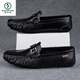 Woodpecker hollow beans shoes for men, new summer breathable men imitation leather business casual leather shoes men's leather sandals MT9905a-black 38