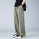 Lee Dprre Pantalones para hombres Summer Fino frío Pantalones rectos Americanos Pantalones informales sueltos sueltos Pantalones de seda de helado transpirable 6636 Negro + 6636 Caki l
