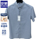 
ROMON (ROMON) 100% pure cotton short-sleeved shirt for men in summer new business casual men's plaid shirt without ironing commuting men's clothing thin 6020 blue grid (half-sleeved) L 175