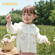 Balabala children's clothing baby long-sleeved shirt pure cotton printed top girls autumn clothing 2025 new sweet fashion off-white 10302 100
