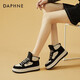 达芙妮（DAPHNE）厚底高帮老爹鞋女新款女鞋春秋款百搭学生休闲运动熊猫板鞋 黑色 单层 跟高4.5cm 38 (240mm)