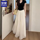 Romonbee White Ice Seidenrock und Hosen für Frauen im Sommer Dünn 2025 NEU NEU SCHOOPING Fairy Casual Bods Wide-Big Hosen Hosen Off-Weiße L schlägt 120-135jin vor [Jin ist 0,5 kg]
