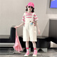 Mokitoul Girl Summer Armband Shorts Set Children's 2025 Neue große Kinder Mädchen modische Sommermode koreanische Outfit Hellblau T+ Overalls (High-End-Geschenkboxverpackung) 40 cm2 1 1