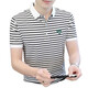 Camisa de manga corta Xcfreht Camiseta delgada de algodón puro a rayas de algodón para hombres con una solapa de manga de manga tostada Y6626 Khaki M 80-105 Jin [Jin equivale a 0.5 kg]