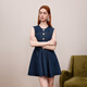 LIME FLARE [Chinese Valentine's Gift] Rhine FLARE 2025 new short waist blue denim sleeveless dress for women summer navy blue XL