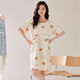 Palando Pajamas de mujer de algodón puro con almohadilla de la almohadilla del pecho de la piel suave de la manga corta en el verano pijama de moda en casa fuera de pa-yx-women-x12529 m