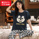 Pajama de frijoles rojos (hodo) para mujeres en el jersey de verano algodón puro pantalones de manga corta MM más grasa más grasa más gran tamaño suelto 200 jin [Jin equivale a 0.5 kg] ropa de hogar de dibujos animados 3519 pantalones de manga corta de chincheta blanca m estándar de mujeres_80-100 jin [Jin igual 0.5 kg]