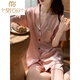 
Modal-sensing pajamas for women in summer ice silk shorts, silk, thick home clothes, summer internet celebrity style suit, light yellow #YX-9214 M [75-98]Jin[Jin equals 0.5 kg]