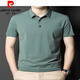 Pierre cardin summer lapel traceless short-sleeved T-shirt for men vertical striped casual polo shirt men fashion thin half-sleeved men gray 6996 M 170