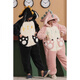 Woodcutter couple one-piece pajamas female student autumn and winter cartoon coral velvet plus velvet thickened home clothes men's loose coral velvet-YPF#3890# [zippered one-piece] M 165c women's L size [weight 100-120Jin [Jin equals 0.5 kg]]