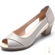 Master Zulijian Roman thick heel shoes soft leather sandals for women in 2025 summer wear middle-aged mother shoes non-slip women's fish mouth shoes Wenzhou Huidong is not tired and wears hole shoes outside - beige 35 sandals for women 2025 new