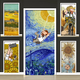 Fantasy van Goghs Sternenhimmel Ölmalerei berühmte Maltürsticker Renovierter selbstklebender ganzer Schlafsaal Wand Dekorative Glasgarderobe Tür Mt3291 Weiß Kleber klein
