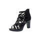 Yierkang Römische Sandalen für Frauen weiche Leder hohl hohe Heels bequemer Sommer atmungsaktiver koreanischer Stil modischer vielseitiger Fisch Mundschuhe für Frauen schwarz 38
