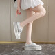 Sommer dünne Frauenschuhe dicker alleinighöhlich-absorbierender schockabsorbierender und atmungsaktives Netzschuhe Trendy Board Schuhe Klettverteidiger Lazy Schuhe YGNX-L-3323 Beige 35
