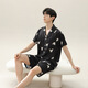 
Jingshu cotton pajamas for men and women the same style for summer thin cute printed ice and snow silk cool feeling can be worn outside home clothing set