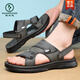 Woodpecker ultra-light soft-soled sandals men's shoes non-slip beach sandals dual-purpose casual outside breathable middle-aged summer 2025 new model 6187 black 38