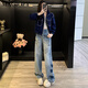 MAGIOPY国际奢侈高档品牌欧货时尚套装女2025春季新款酷飒风蓝色外套上衣 蓝色外套+牛仔裤 S(100斤以内)