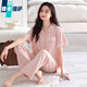 
Pukaweisa Japanese pajamas with chest pads for women 2025 summer pure cotton short-sleeved trousers thin home clothing Y-693 soft powder [with chest pads] M [weight 80-100 Jin [Jin equals 0.5 kg]]