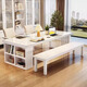 
Guanze simple solid wood desk dining table integrated and dual-purpose living room large board long desk office computer desk 9904#1.6m