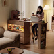 
Harmony Dujiang solid wood side cabinet bar table retractable storage storage partition integrated cabinet living room small sofa side cabinet double-sided storage bar dining table combination walnut color [solid wood]