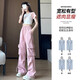 粉色工装裤女夏季薄2025新款高腰垂感降落伞速干休闲阔腿美式运动 蚂蚁-687【黑色】 3XL