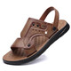 Sandals en cuir Spider King Sandales masculin 2025 Été Nouveau Solide sans glissement Sole-Us qui résistait aux chaussures de plage pour hommes Sandales Dad Sandales ZZW6623FX Brown Leather Cowhide 38 [Taille de chaussure en cuir standard]