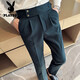 Playboy (PLAYBOY) Naples men's high-waisted trousers 2025 new style casual trousers Korean style trendy straight suit trousers black 31 (110-120Jin Jin equals 0.5 kg)