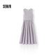 Semirkleid für Frauen Festkörper -ärmelloses langen Rock lässig sanft und modisch 2025 Sommer neuer Taille Weste Rock Elegant Pink Purple 70001 XL