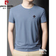 Pier Cardin High-End Mulberry Seide Kurzärärmelte T-Shirt für Herren Sommer neuer runder Nacken Feste Farbe Dünne Mode vielseitig großer Größe Casual T-Shirt 13578 Grau M 165 [Empfohlen 100-120 Jin [Jin entspricht 0,5 kg]]
