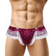 Large Size Bow Transvestite Panties Men's Low Waist Thong Lace Sexy Women's Gangster Sexy T Pink M