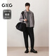 GXG Men's Air Layer Faux Suede Casual Jacket Men's Different Material Stitching Fashion Jacket Autumn Gray L