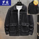 ROMON denim jacket men's spring and summer oversized denim jacket men's jacket loose plus fat plus size fat fashion brand SX679 black L 140-150Jin [Jin equals 0.5 kg]