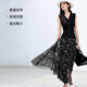 Eifli (eifini) Eifli's light and flowing waist beef tendon black cashew flower long cake skirt for women 2025 summer new style snow crystal black M