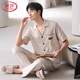 Langsha 2025 Nouveau pyjamas pour hommes Coton mince pantalon à manches courtes minces vêtements de maison d'été Suit F-9859 2xl
