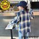 G.duck girls plaid long-sleeved shirt autumn and winter velvet thickening medium and large children's clothing bottoming shirt children's shirt jacket pink 2811 150 cm recommended height 140-150